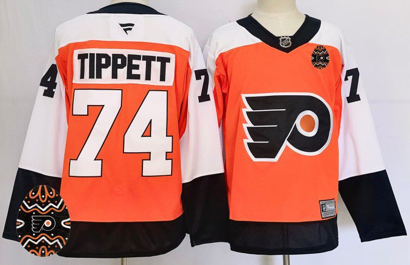 Men Philadelphia Flyers #74 Tippett Orange Fanatics 2025 NHL Jersey style 3